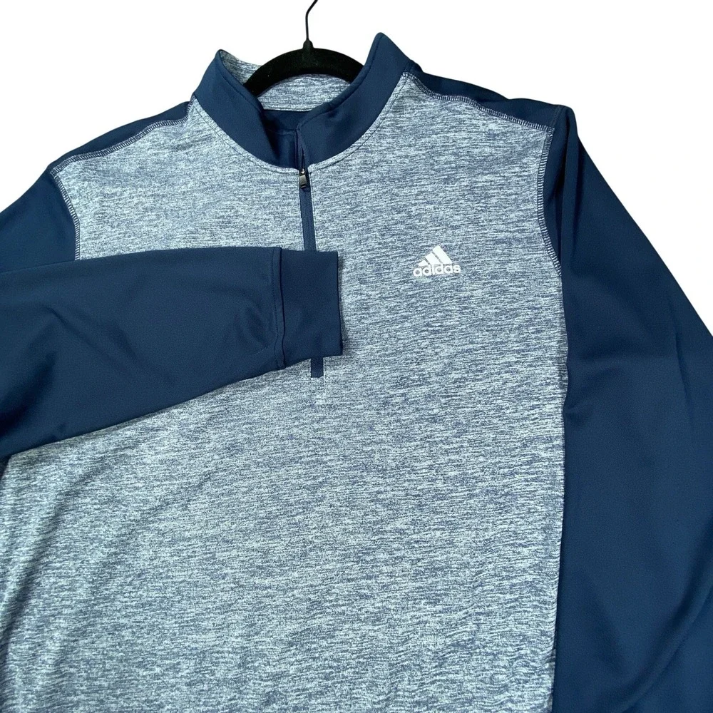 Adidas Golf Polo Shirt Mens Large Gray Long Sleeve Performance Three Stripes Gym